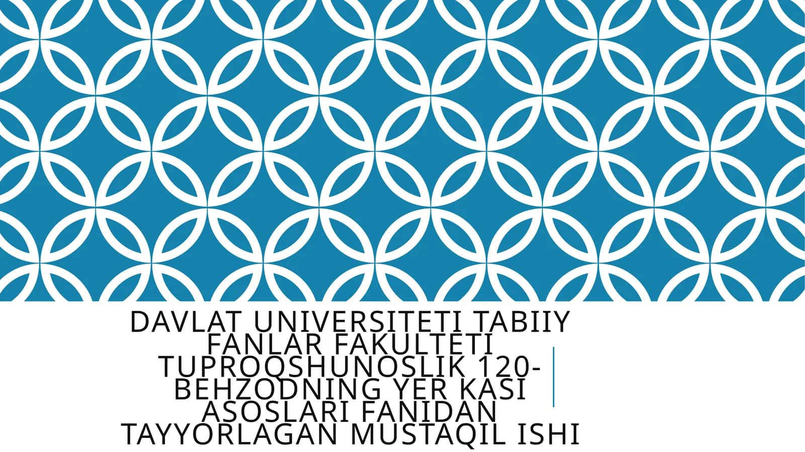 Behzodning Yer kasi Asoslari Fanidan TayYorlagan Mustaqil Ishi
