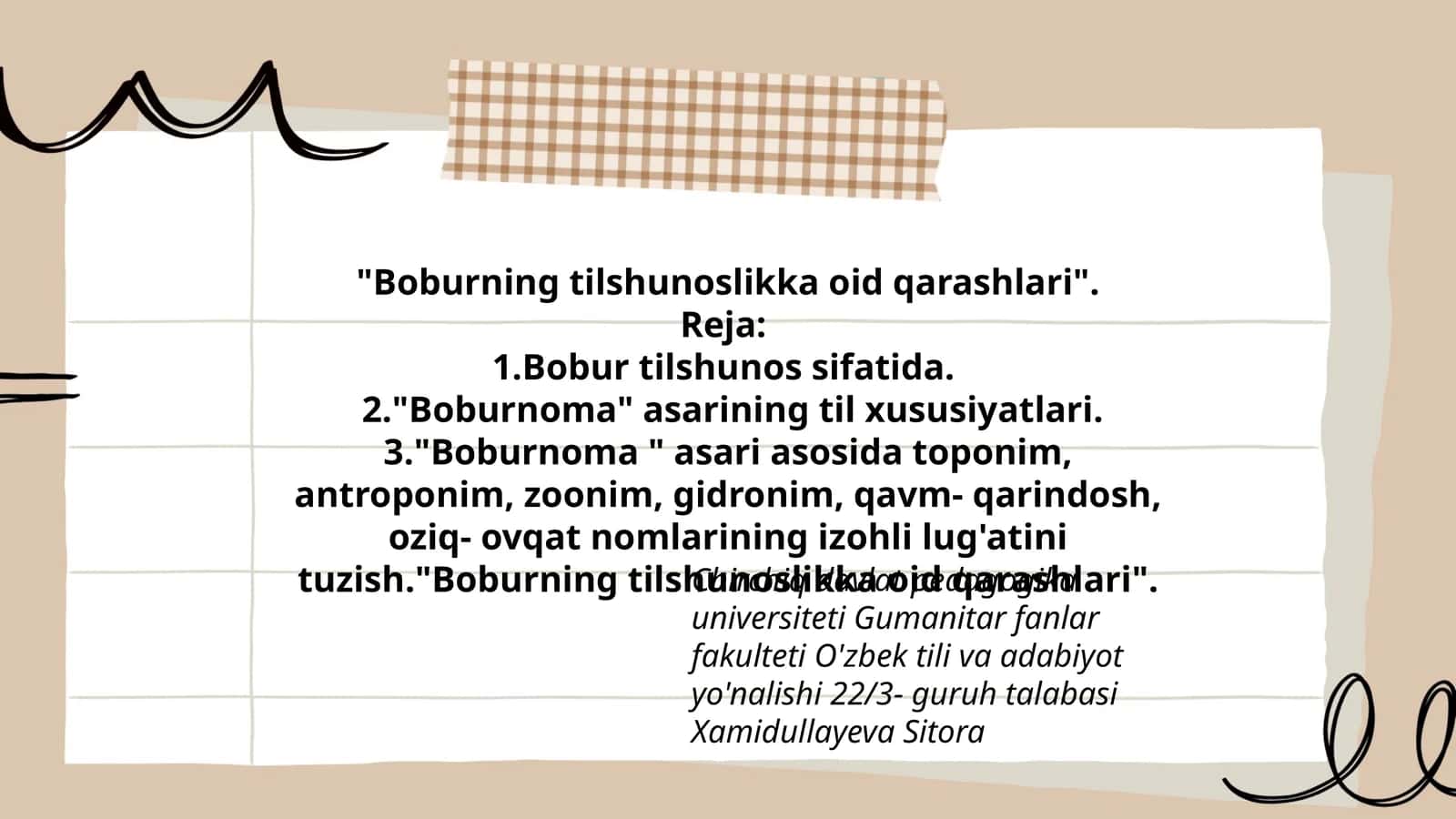 Boburning tilshunoslikka oid qarashlari