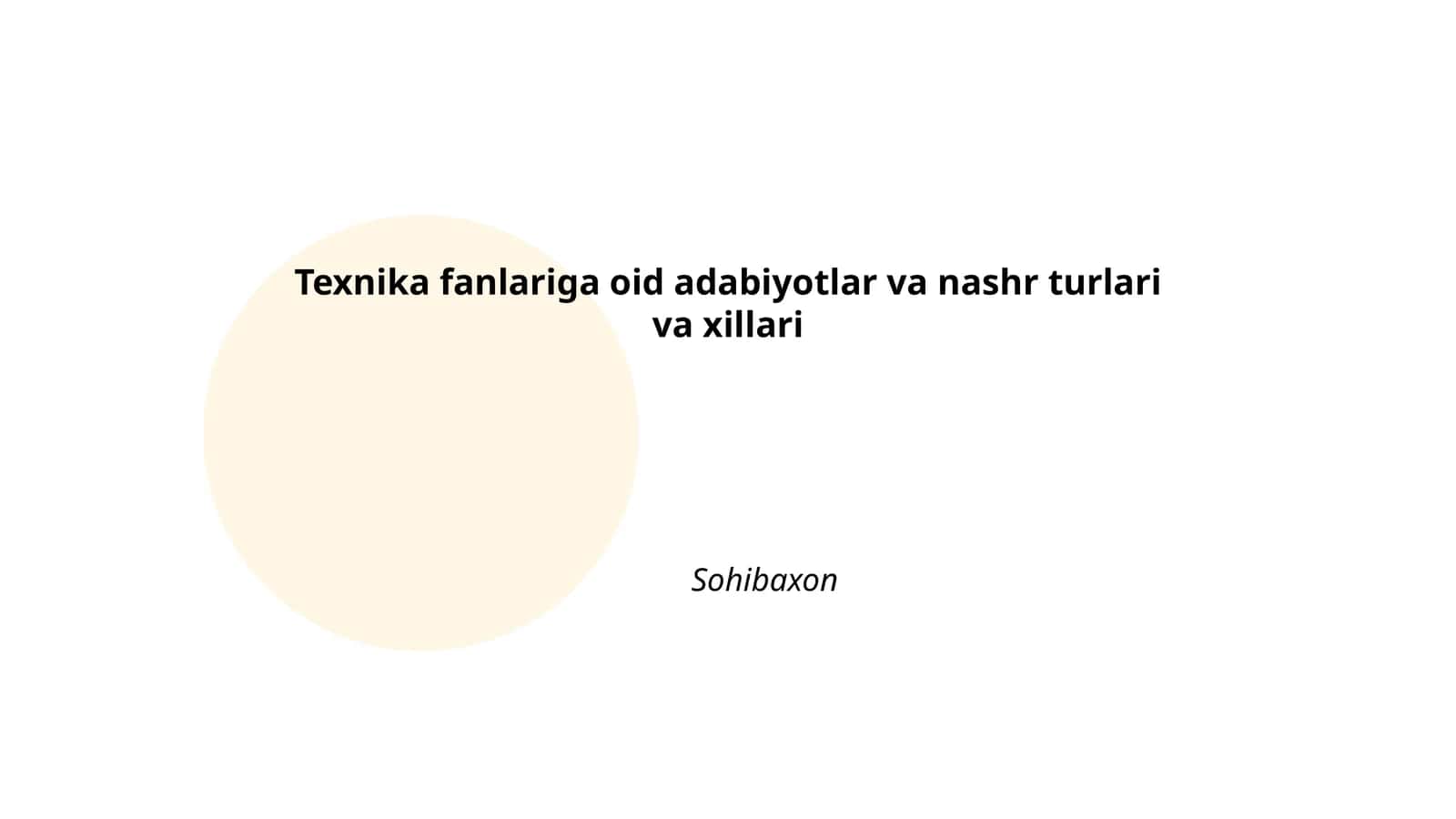 Texnika fanlariga oid adabiyotlar va nashr turlari va xillari