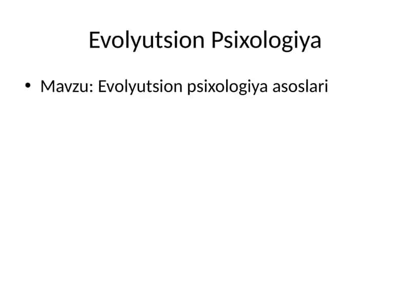 Evolyutsion Psixologiya