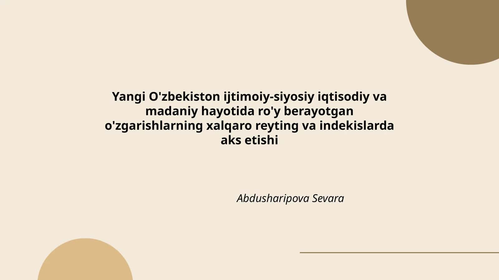 O'zbekistonning xalqaro reytinglardagi o'rni