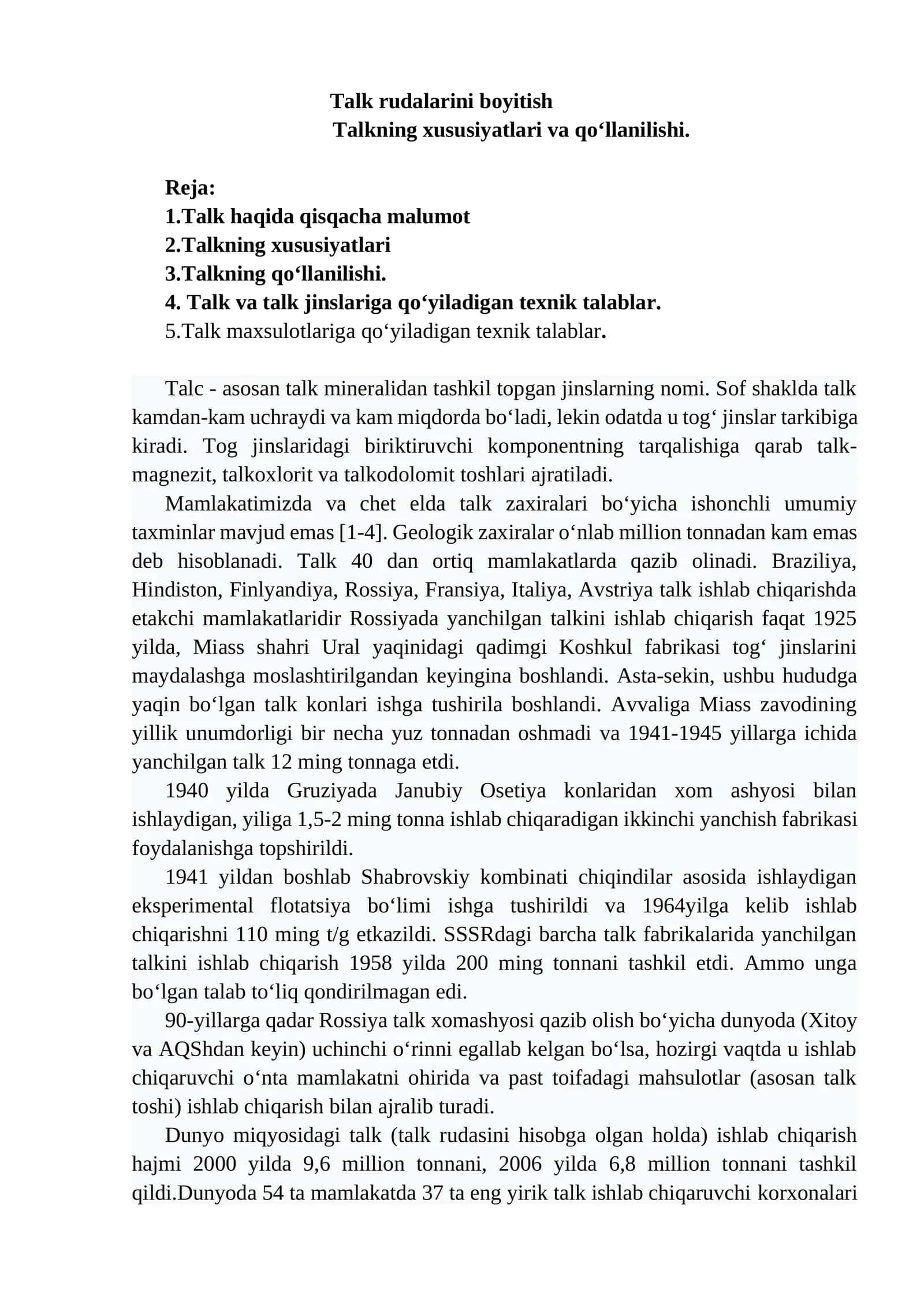 Talk rudalarini boyitish