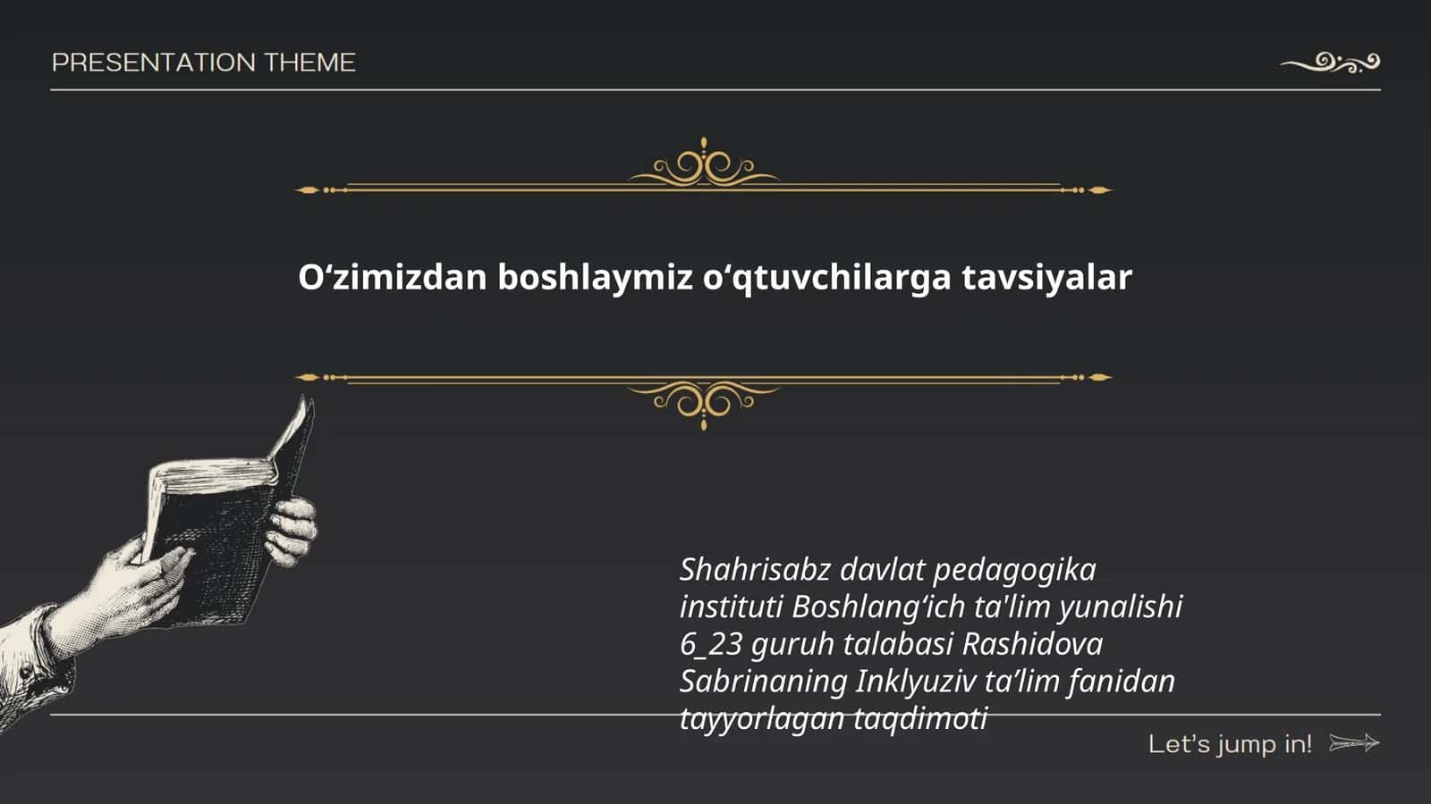 Rashidova Sabrinaning Inklyuziv taʼlim fanidan tayyorlagan taqdimoti