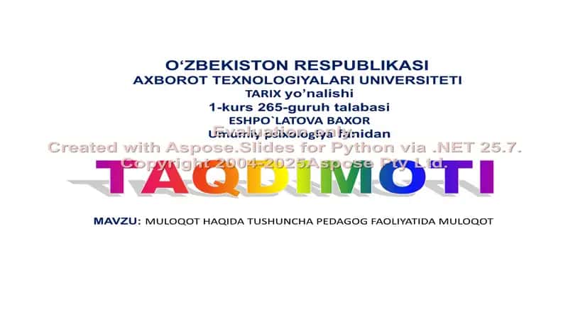 MULOQOT HAQIDA TUSHUNCHA PEDAGOG FAOLIYATIDA MULOQOT