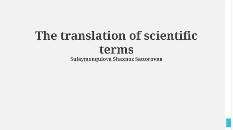 The translation of scientific terms