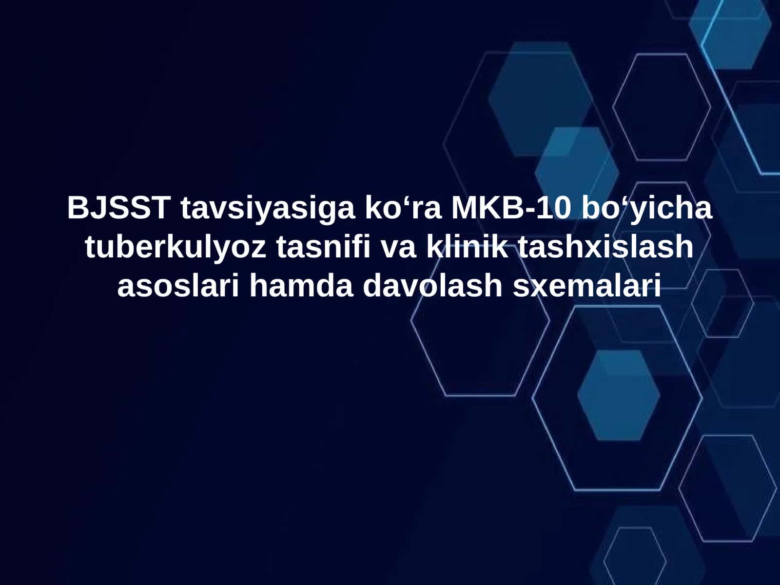 Tuberkulyozning MKB-10 bo‘yicha tasnifi