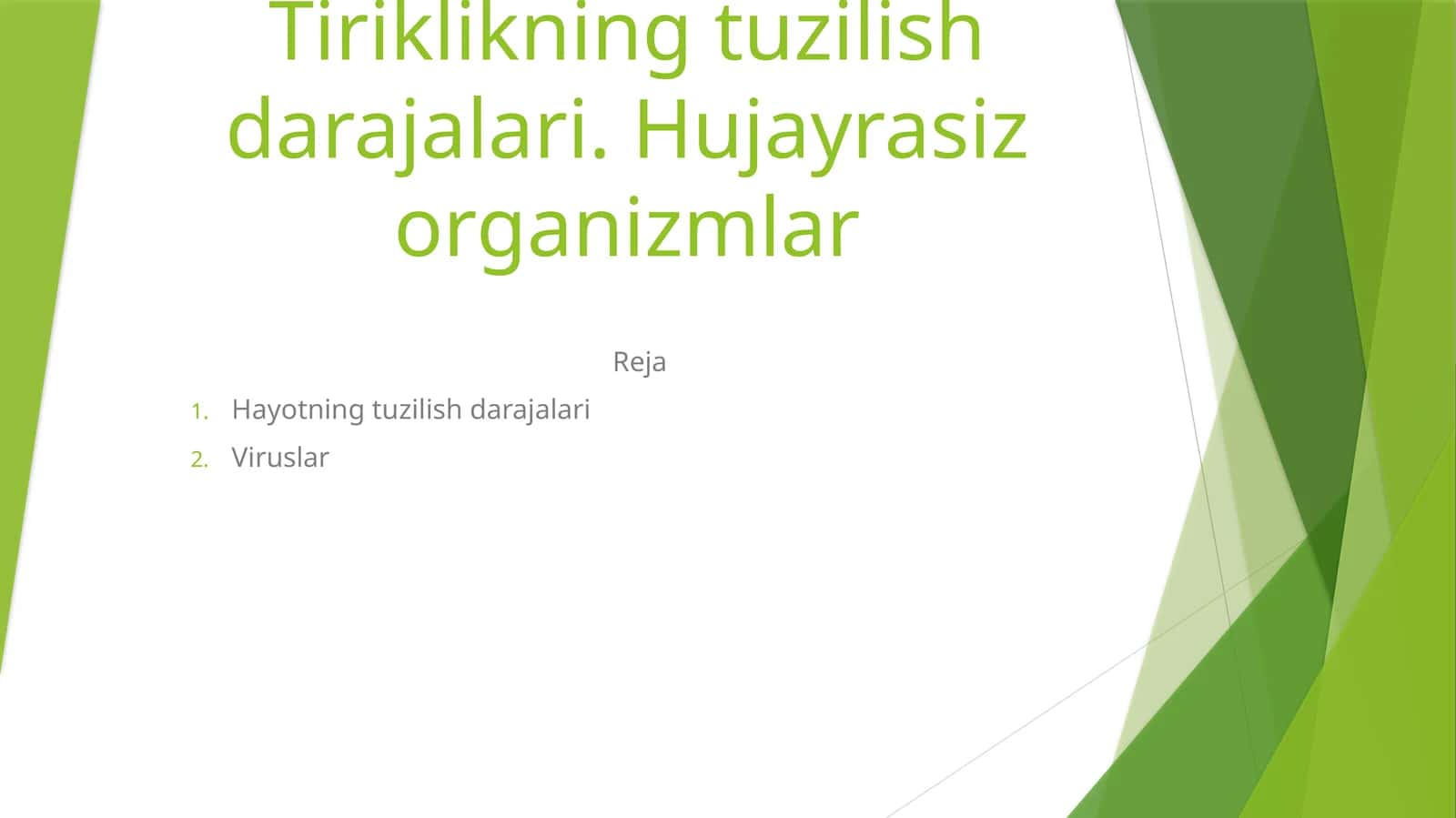 Hayotning tuzilish darajalari