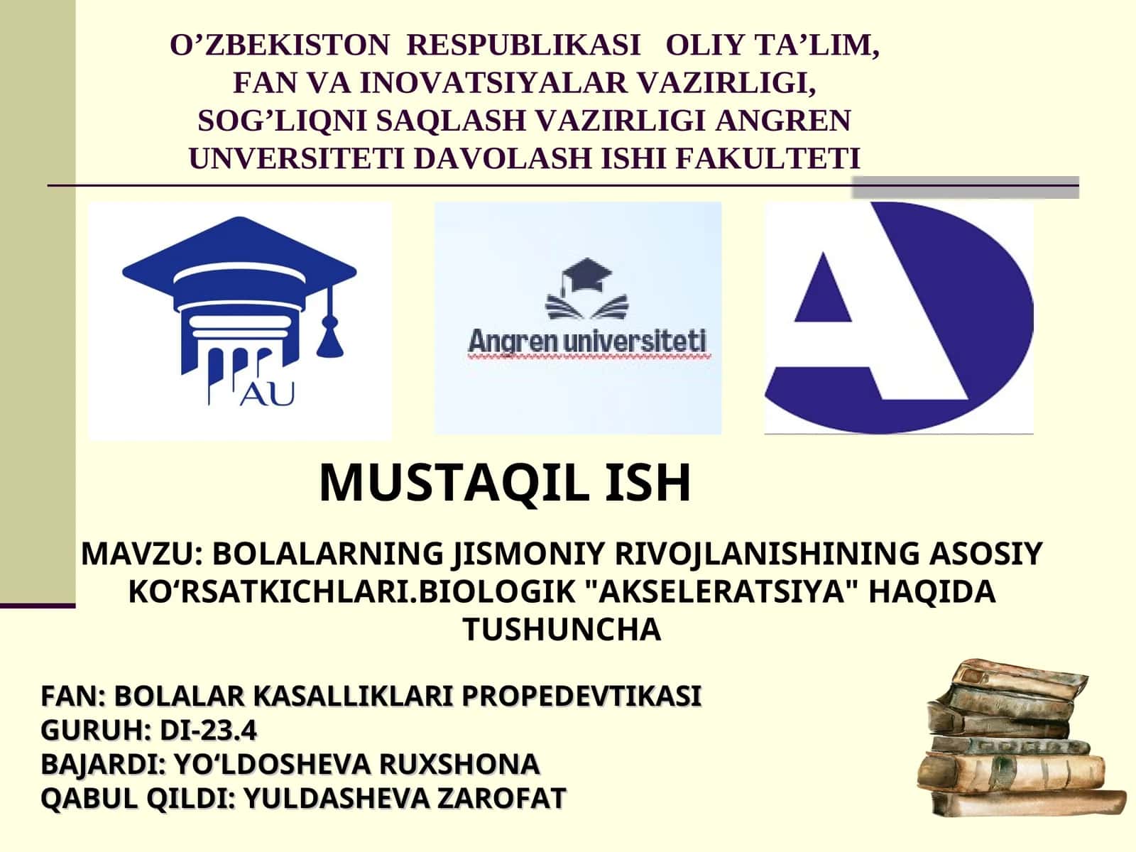 BOLALAR KASALLIKLARI PROPEDEVTIKASI