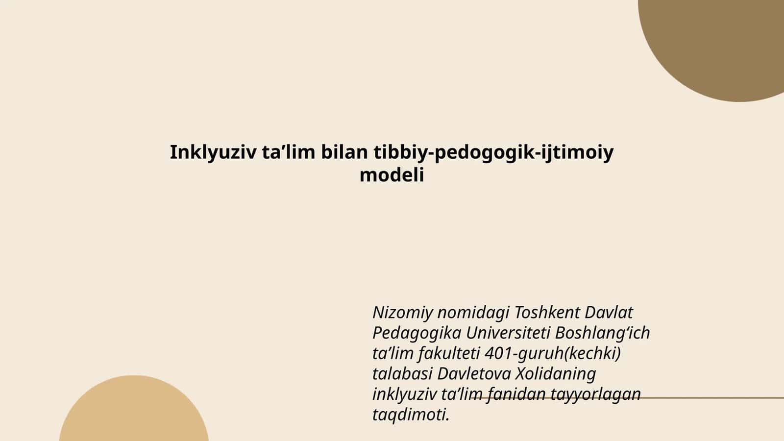 Inklyuziv taʼlim bilan tibbiy-pedogogik-ijtimoiy modeli