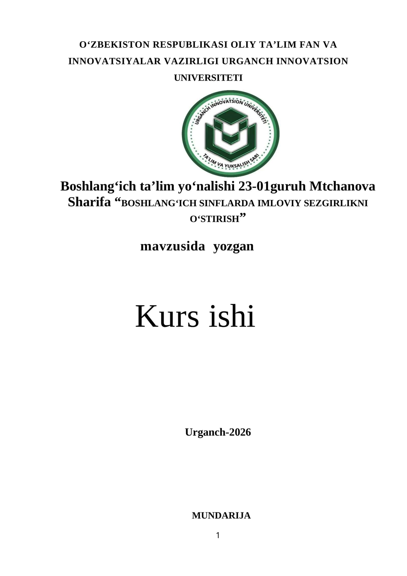 BOSHLANG‘ICH SINFLARDA IMLOVIY SEZGIRLIKNI O‘STIRISH