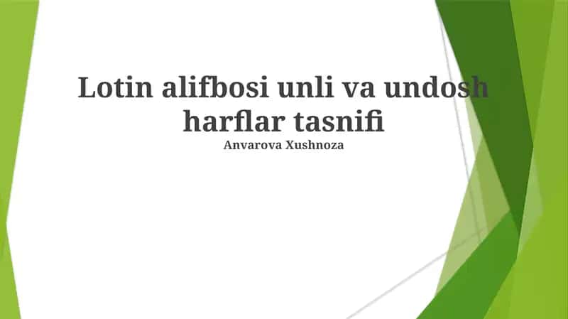 Lotin alifbosi unli va undosh harflar tasnifi