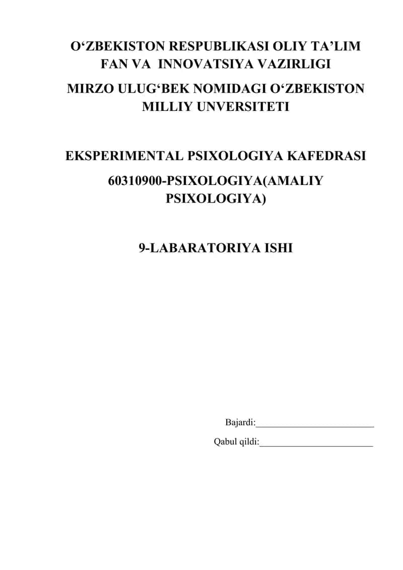 vizual-borliq xotirasi, vizual konstruktiv qobiliyatlar va boshqa kognitiv funksiyalarni baholash