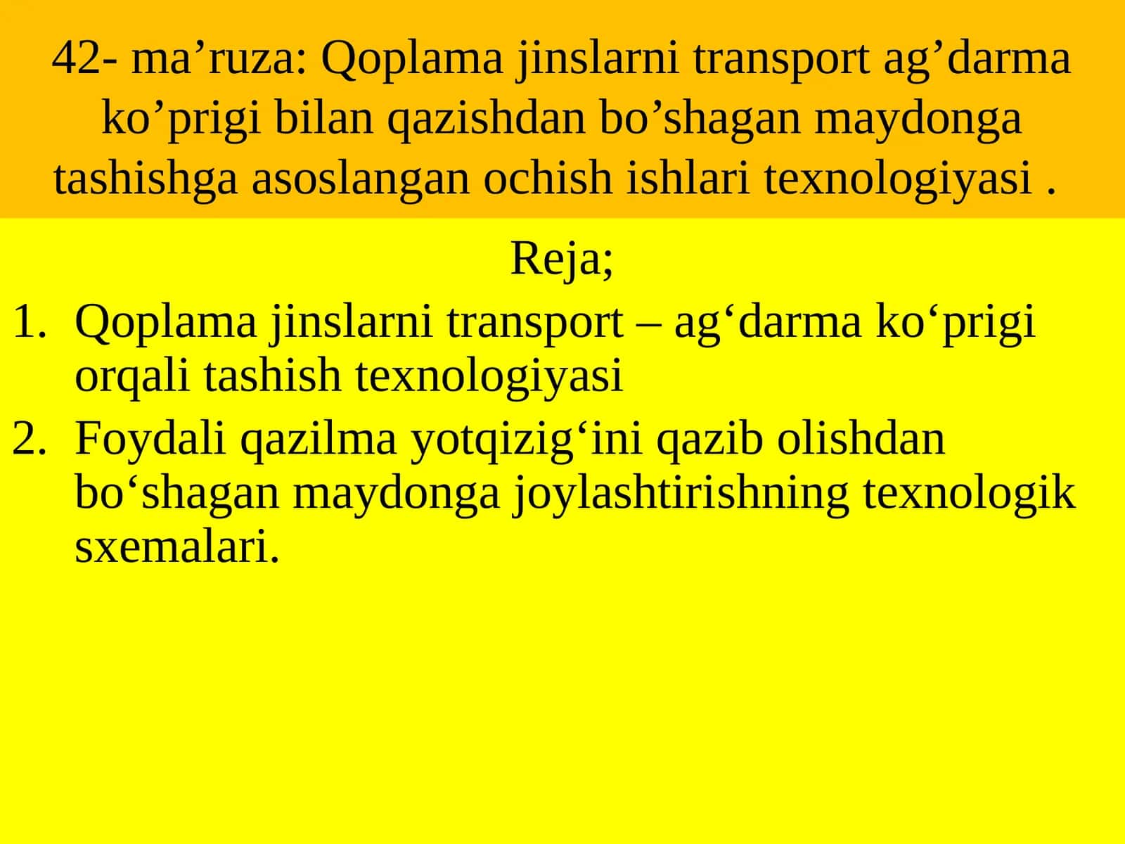 Qoplama jinslarni transport – ag‘darma ko‘prigi orqali tashish texnologiyasi