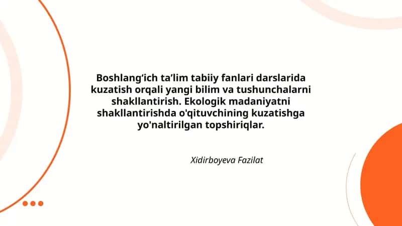 Boshlangʻich taʼlim tabiiy fanlari darslarida kuzatish