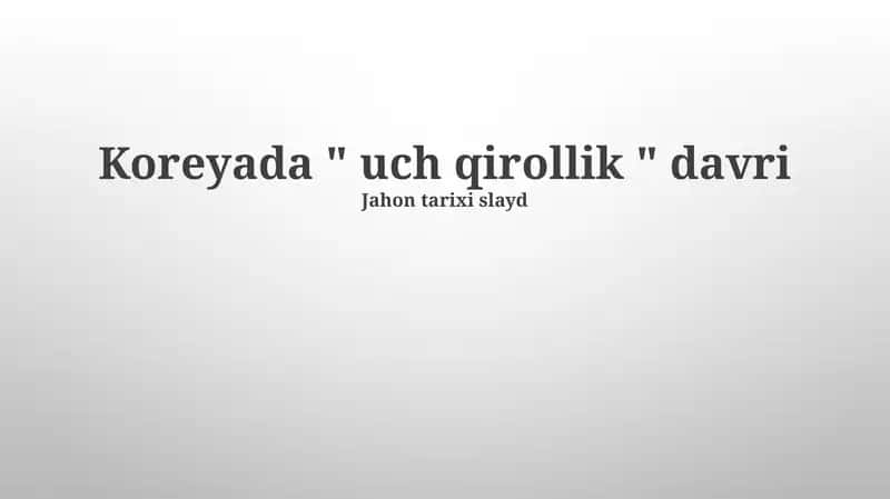 Uch Qirollik Davri Koreyada