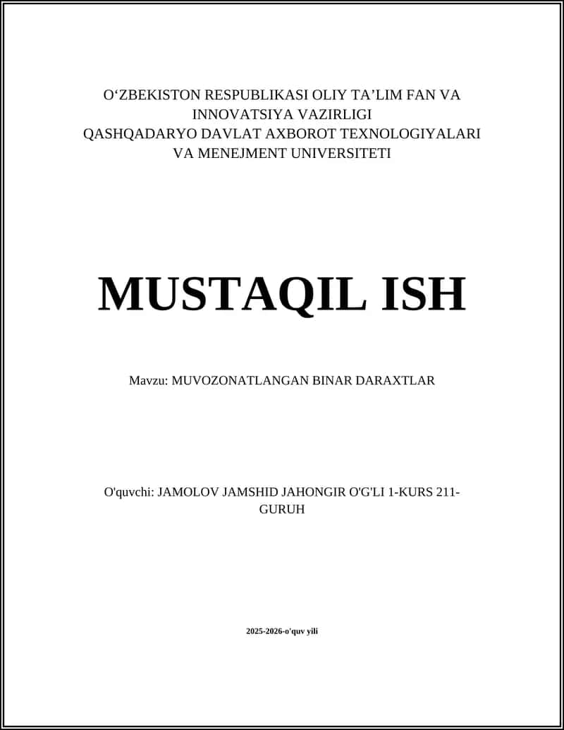 MUVOZONATLANGAN BINAR DARAXTLAR