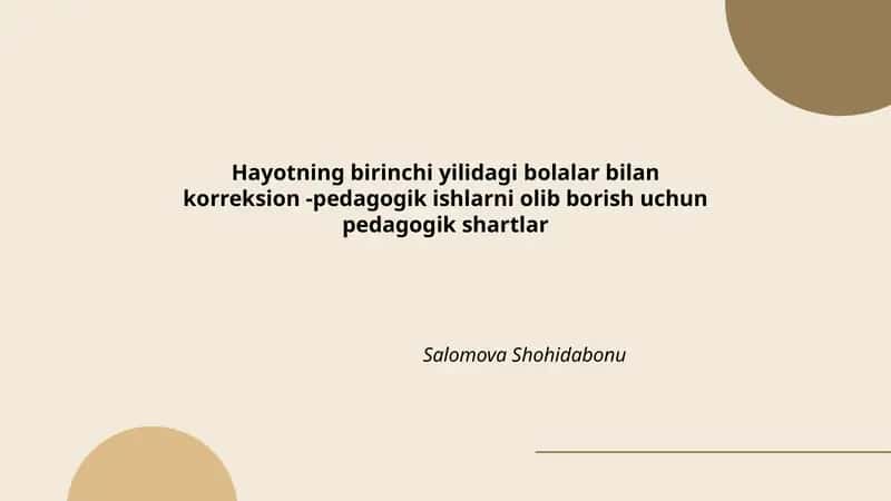 Bolalar bilan korreksiya-pedagogik ishlarni olib borish