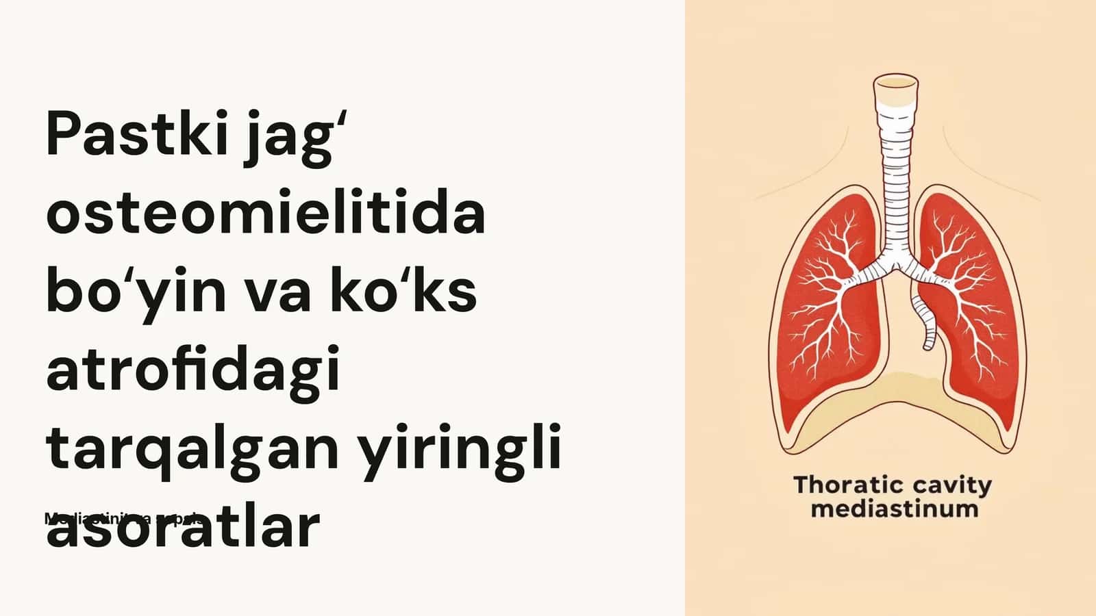 Pastki jagʻ osteomielitida boʻyin va koʻks atrofidagi tarqalgan yiringli asoratlar