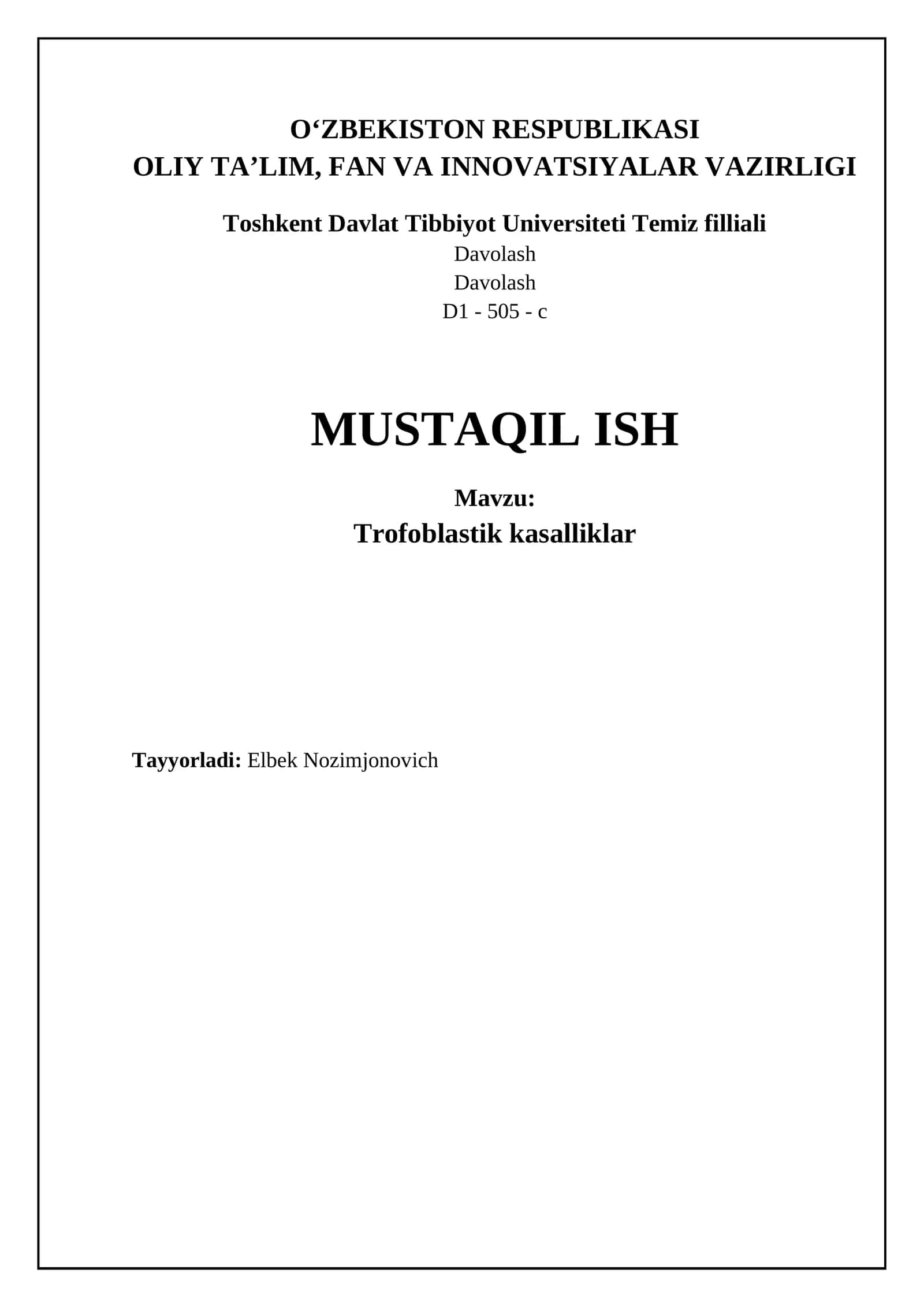 Trofoblastik kasalliklar: Ta'rif, turlari va etiologiyasi