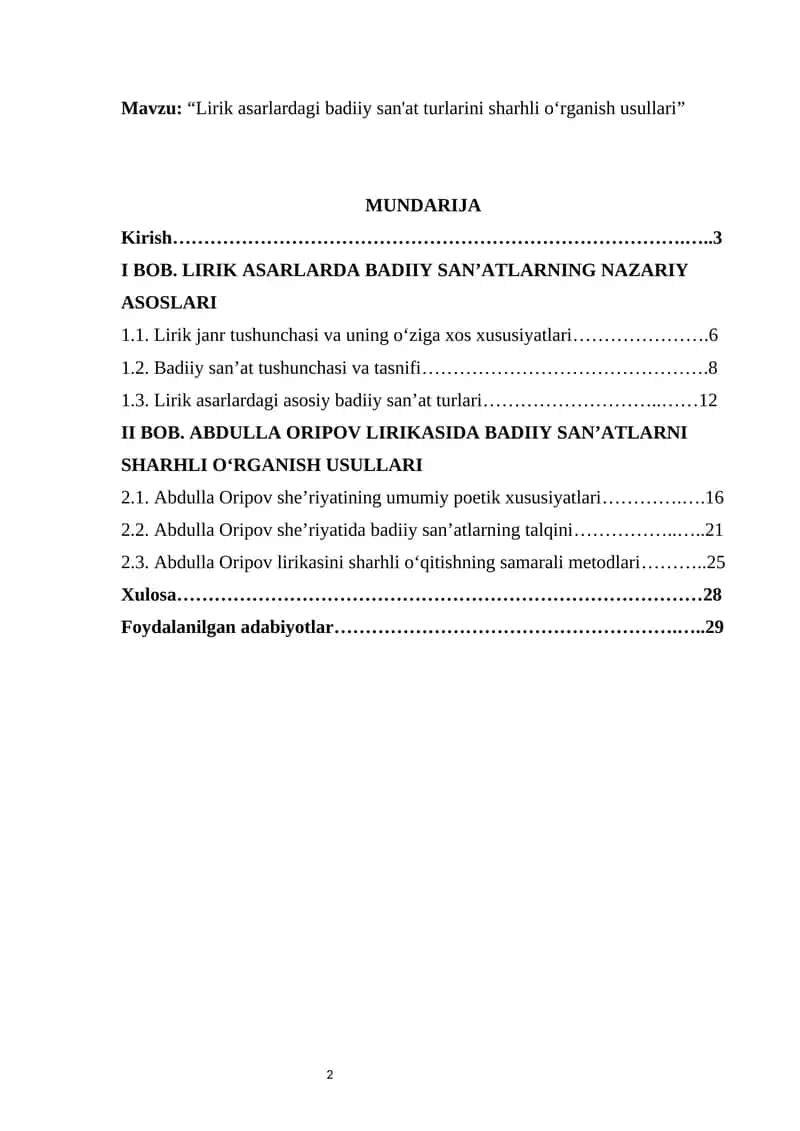 Lirik asarlardagi badiiy san'at turlarini sharhli o‘rganish usullari                        abdullar oripov  Lirik asarlardagi badiiy san'at turlarini sharhli o‘rganish usullari