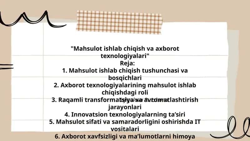 Mahsulot ishlab chiqish va axborot texnologiyalari