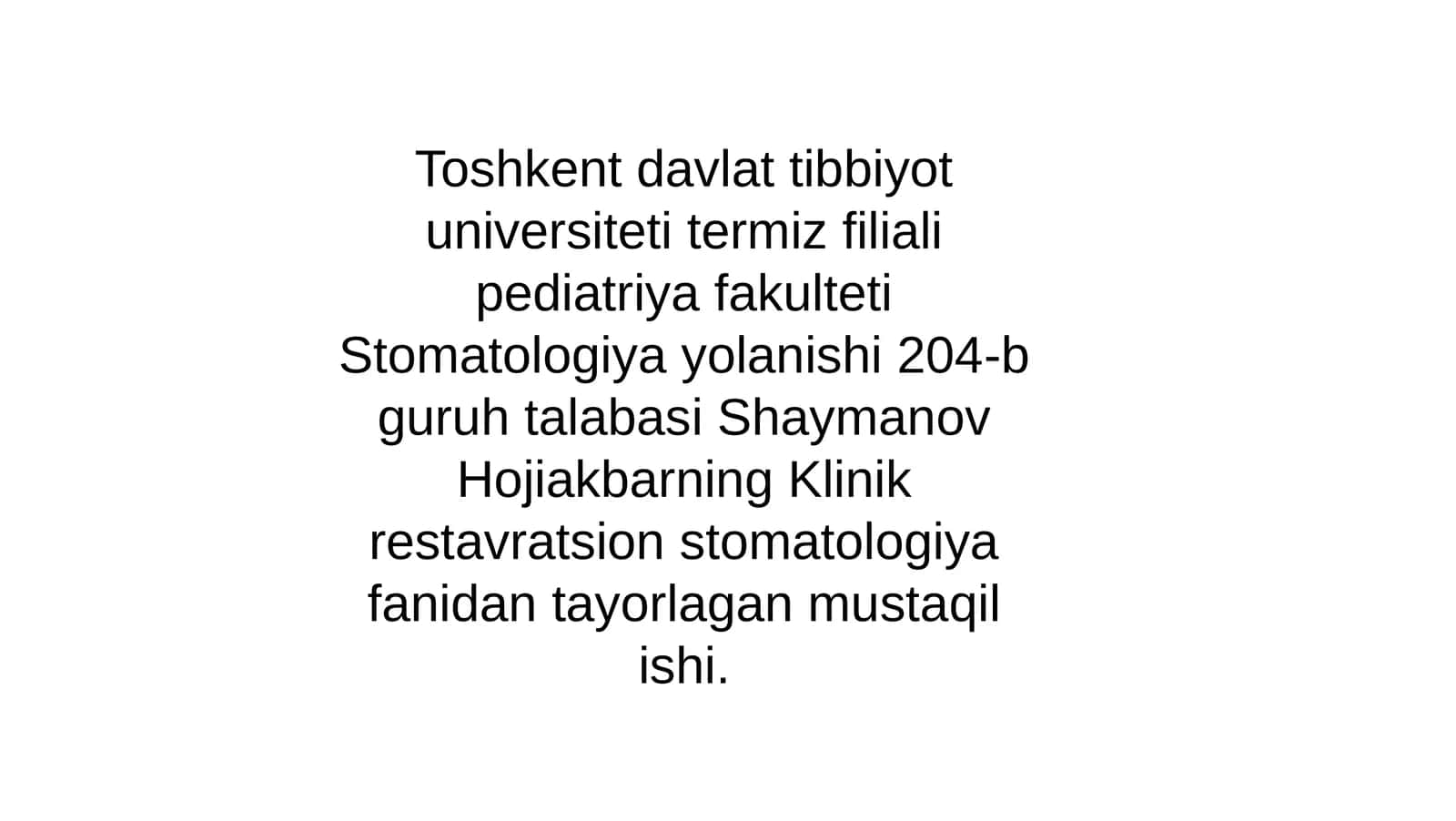 Klinik restavratsion stomatologiya