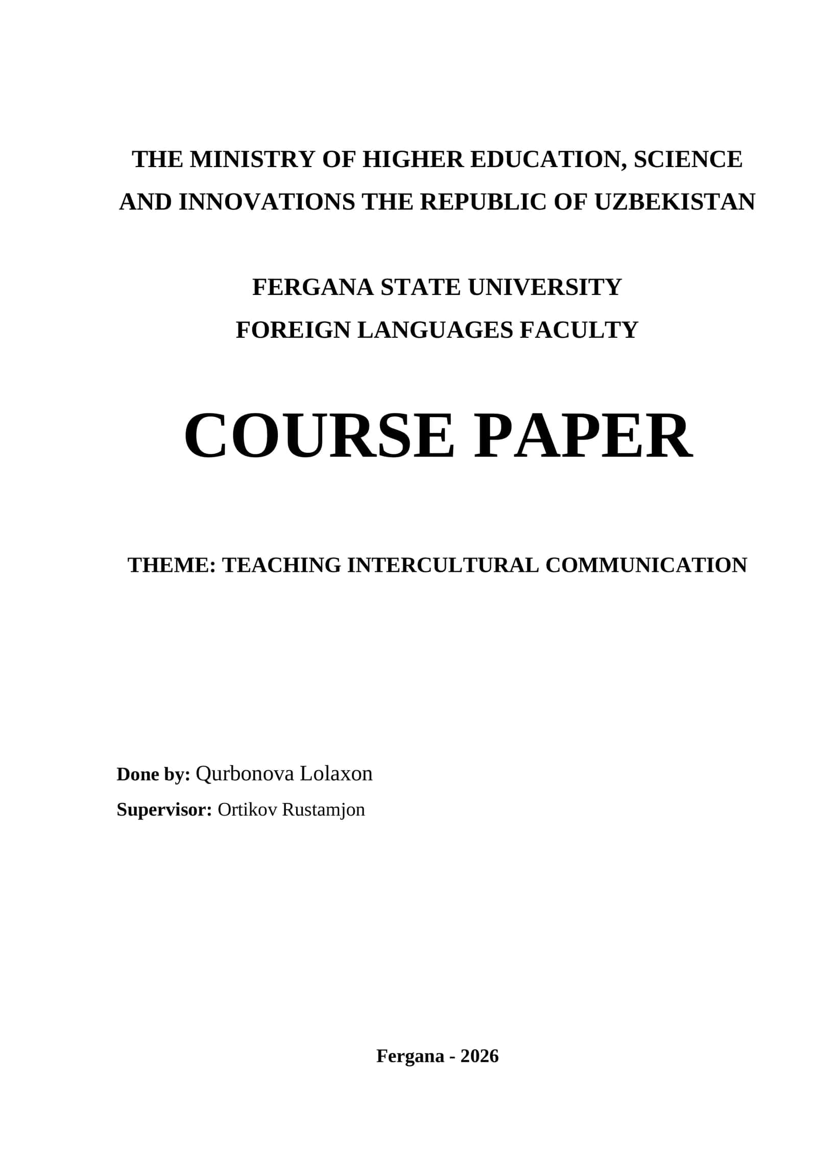 TEACHING INTERCULTURAL COMMUNICATION