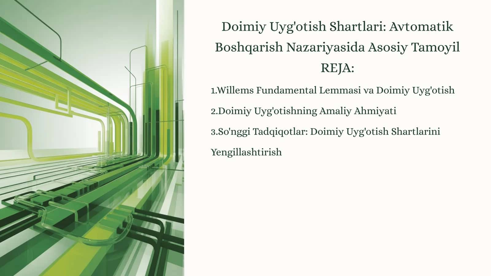Doimiy Uyg'otish Shartlari: Avtomatik Boshqarish Nazariyasida Asosiy Tamoyil