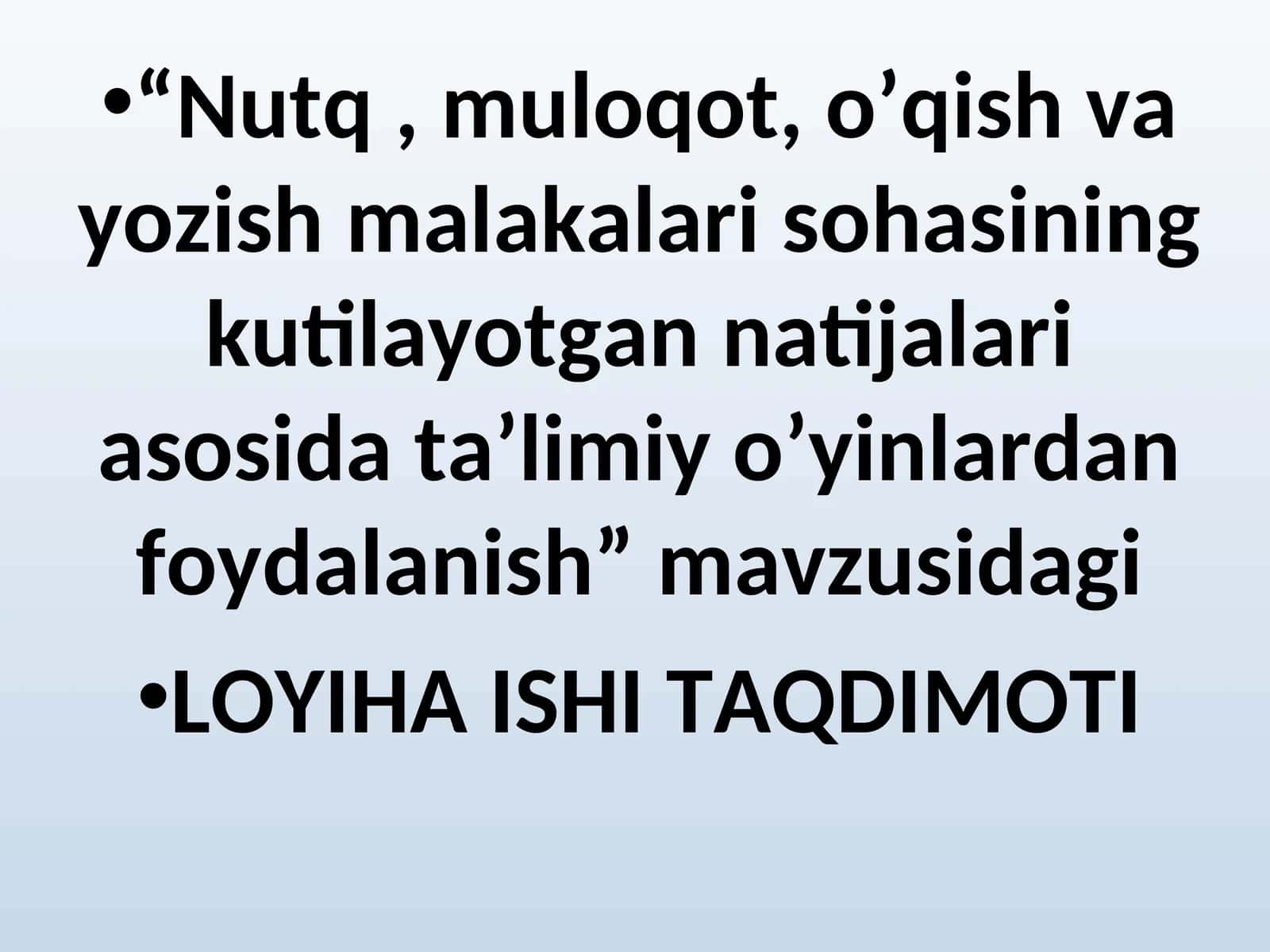Nutq o'stirishda ta'limiy o'yinlar