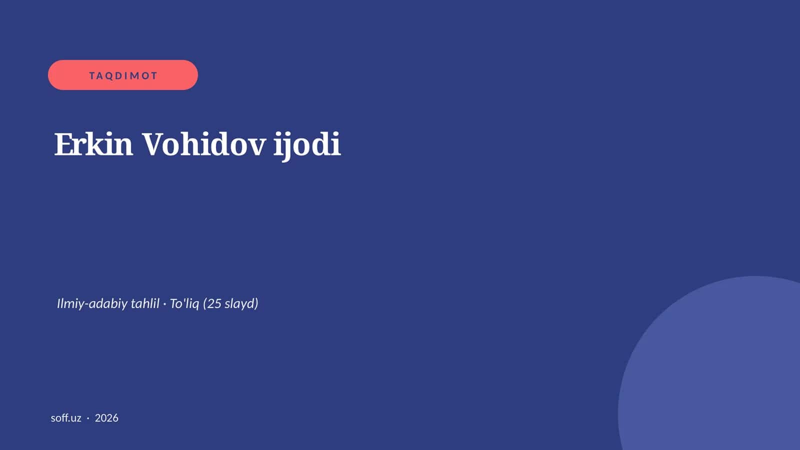 Erkin Vohidov ijodi