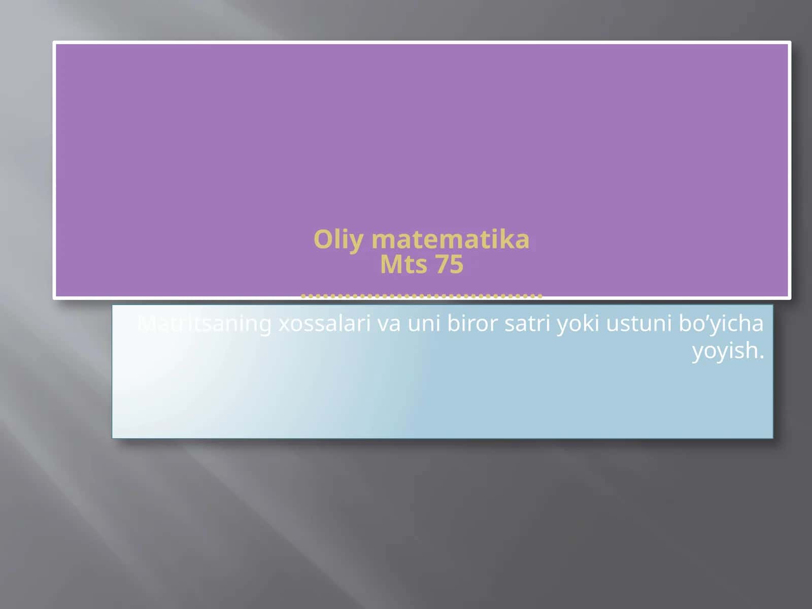 Oliy matematikaMts 75
