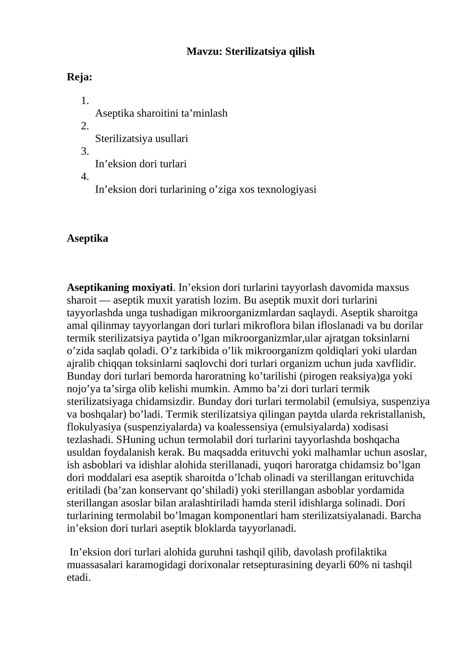 Sterilizatsiya qilish
