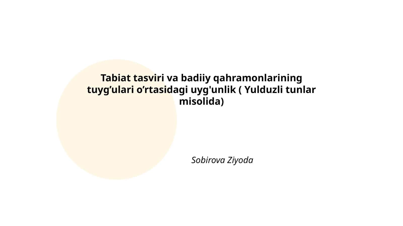 Tabiat tasviri va badiiy qahramonlar