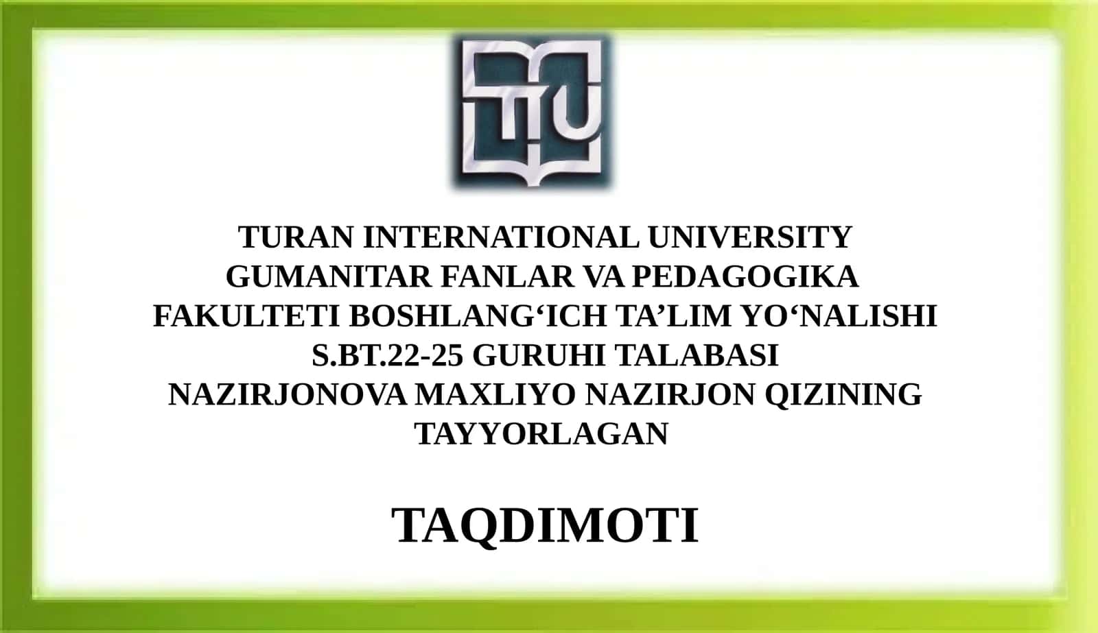 Boshlang‘ich sinflarda tekshiruv diktant va unitashkiletish