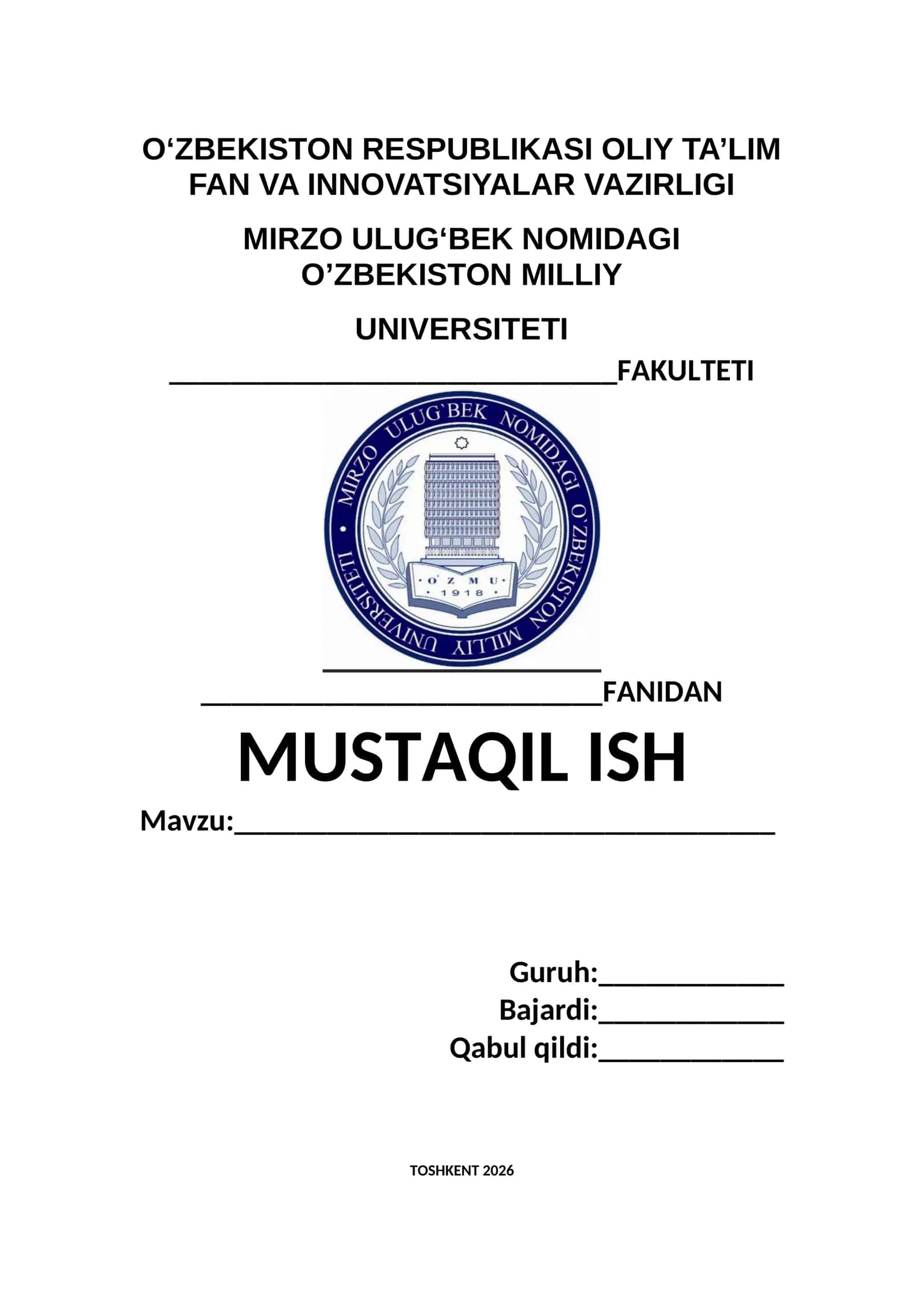 MUSTAQIL ISH yuzi