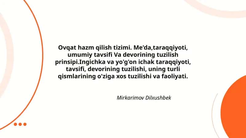 Ovqat hazm qilish tizimi
