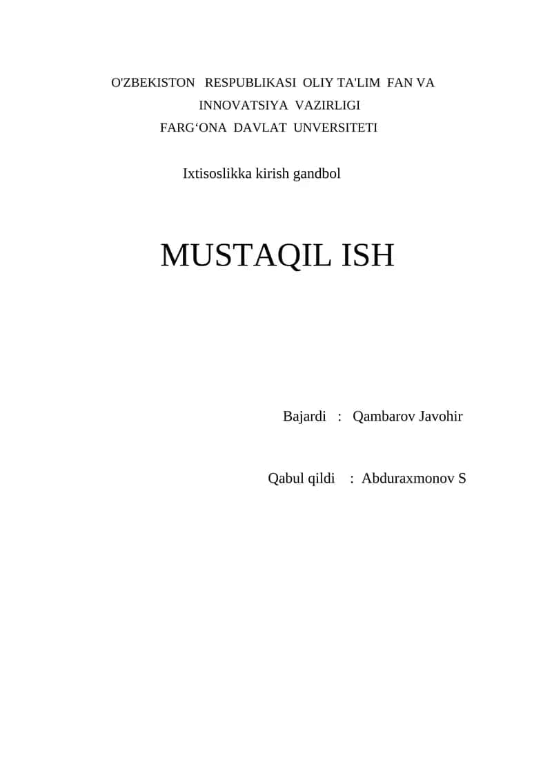 Ixtisoslikka kirish gandbol