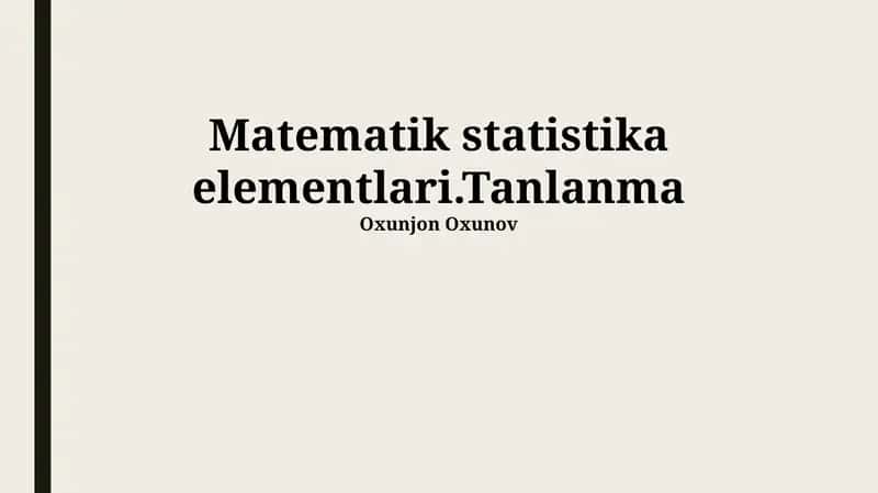 Namuna olish tushunchasi