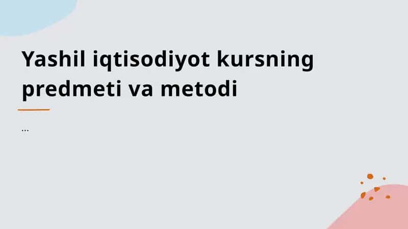 Yashil iqtisodiyot kursi
