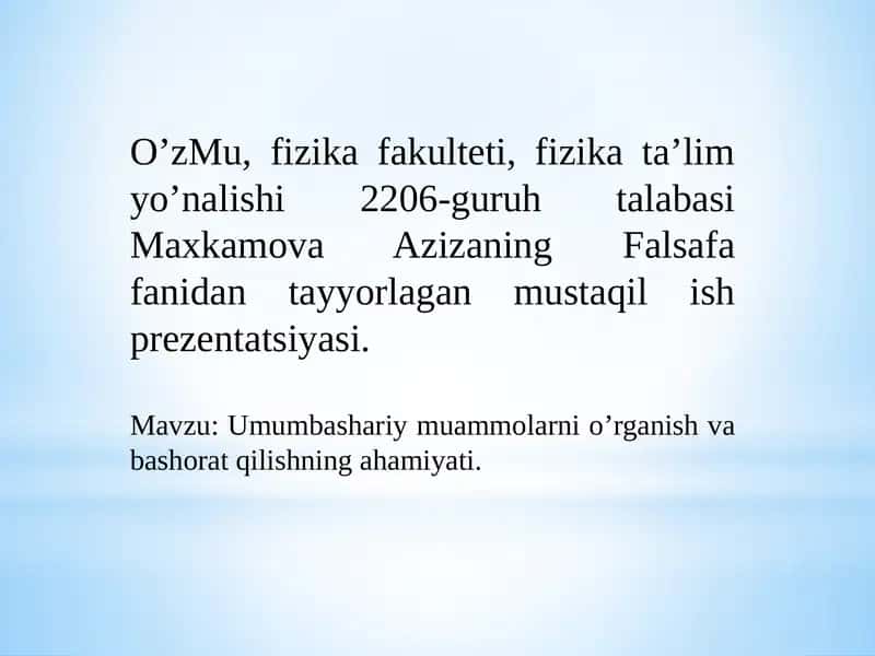 Umumbashariymuammolar