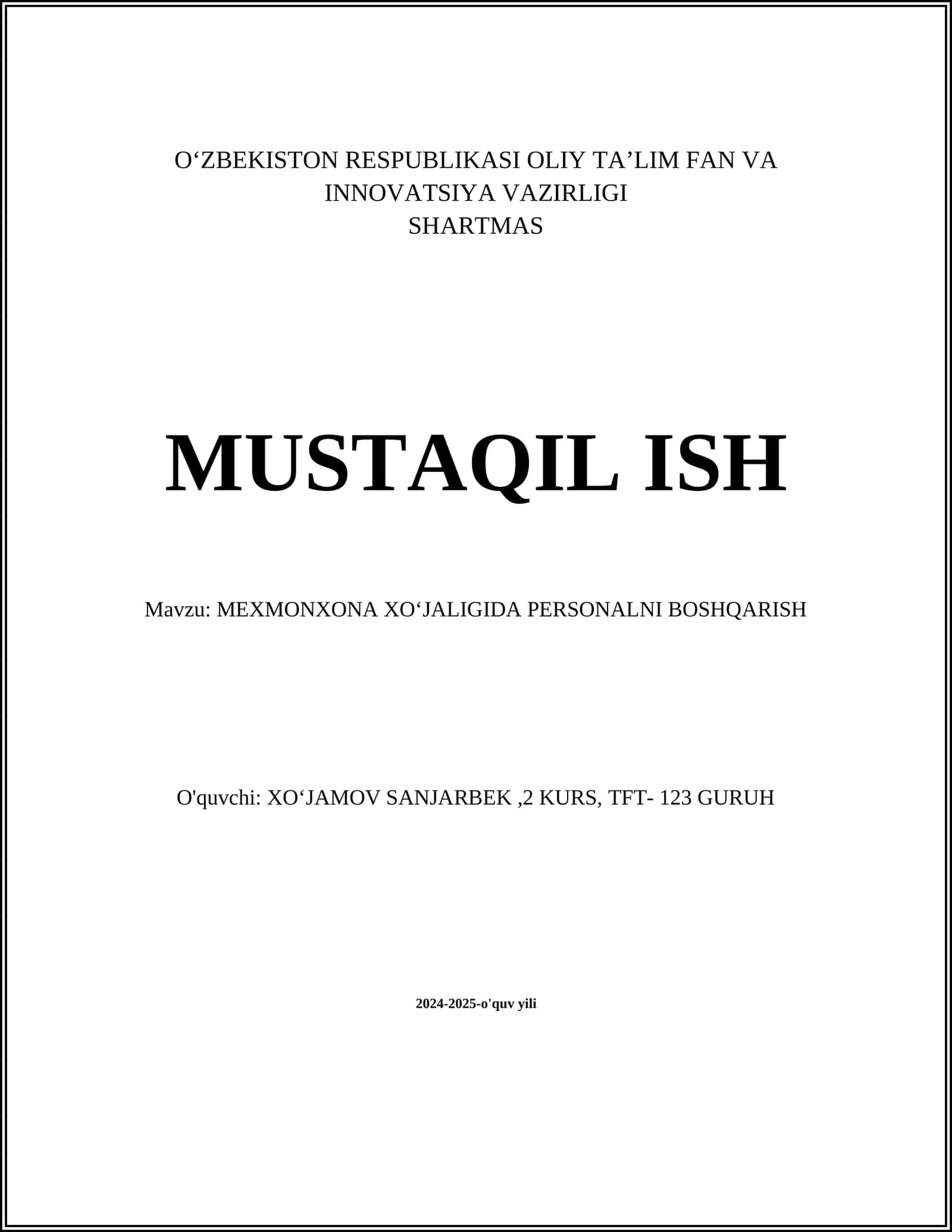 Personalni boshqarish asoslari