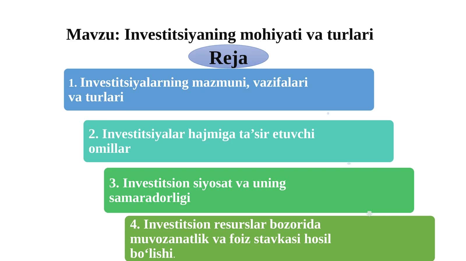 Investitsiyaning mohiyati va turlari