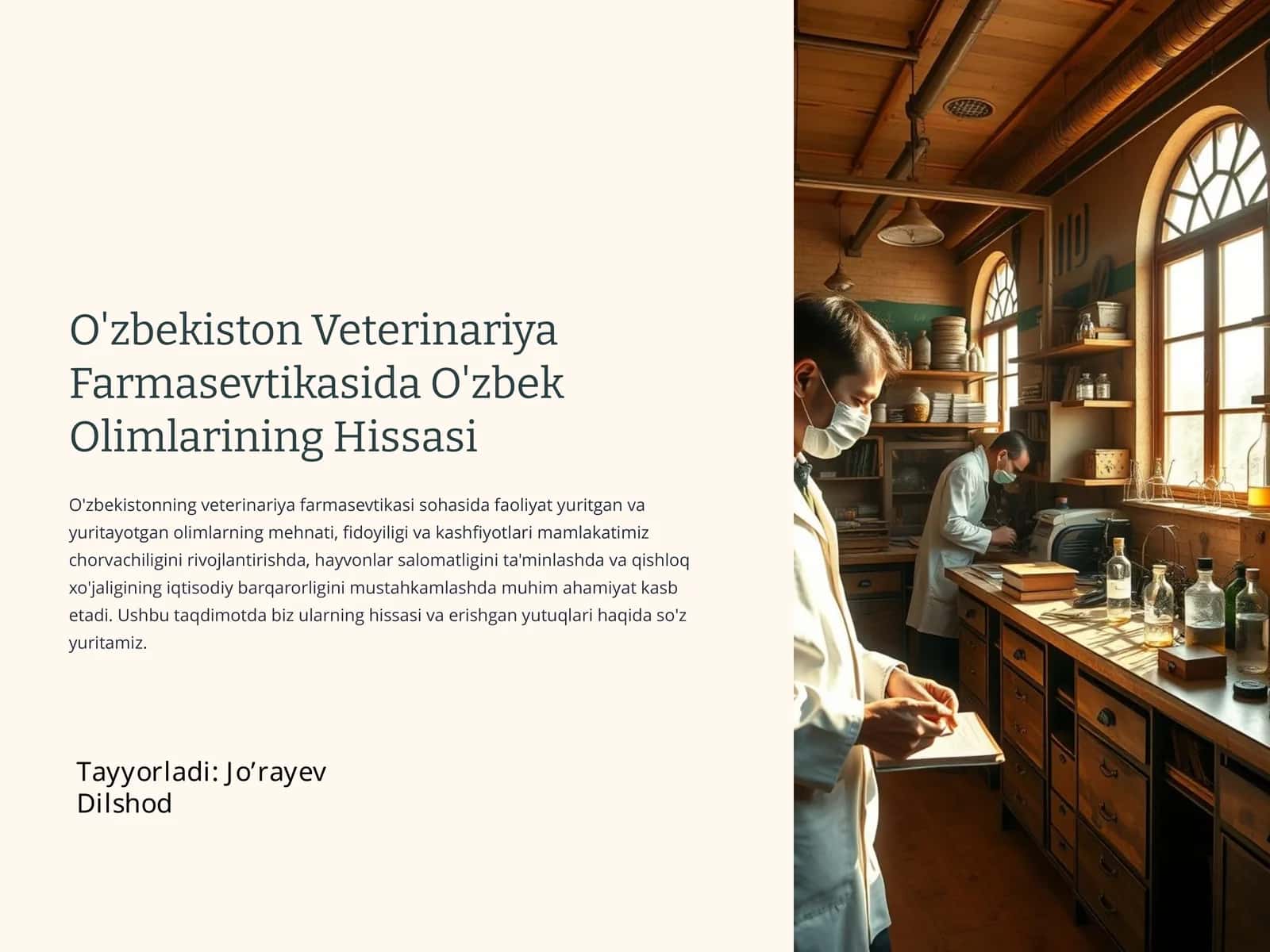 O'zbekiston Veterinariya Farmasevtikasida O'zbek Olimlarining Hissasi