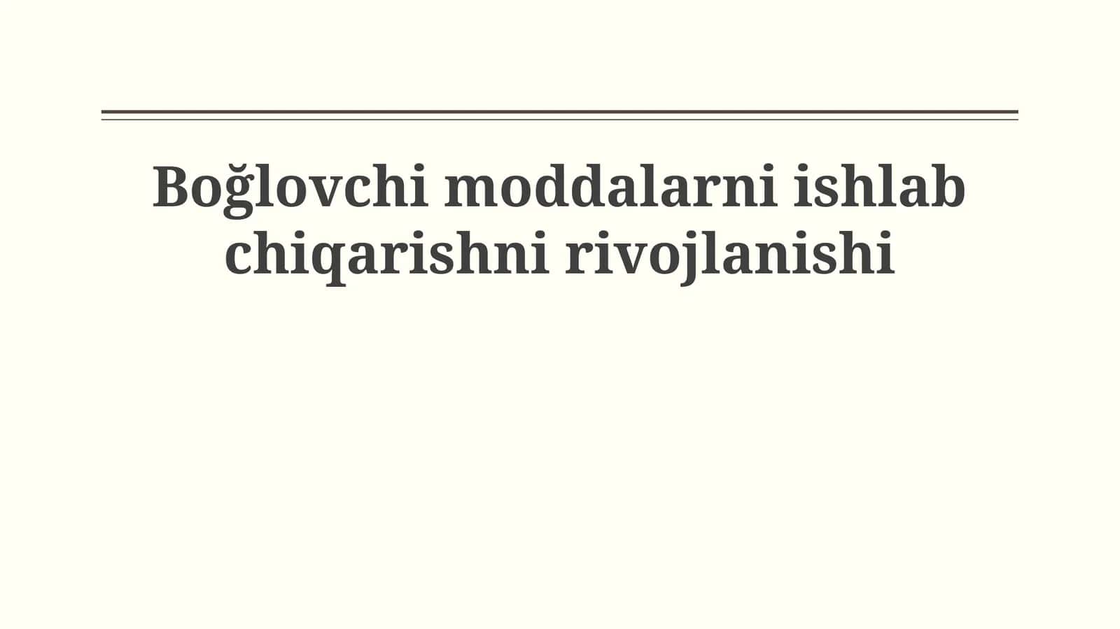 Zararly Moddalar Ishlab Chiqarish
