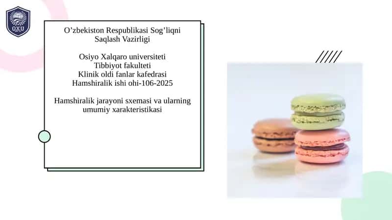 Hamshiralik jarayoni sxemasi va ularning umumiy xarakteristikasi