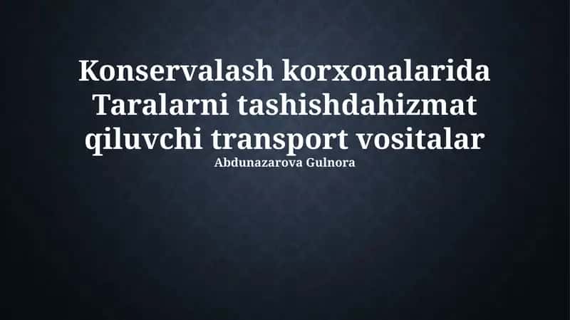 Transport Vositalari