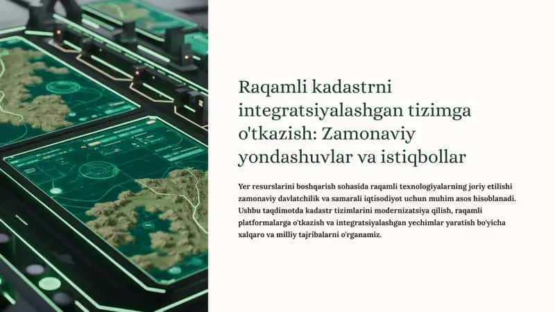 Raqamli kadastrni integratsiyalashgan tizimga o'tkazish: Zamonaviy yondashuvlar va istiqbollar