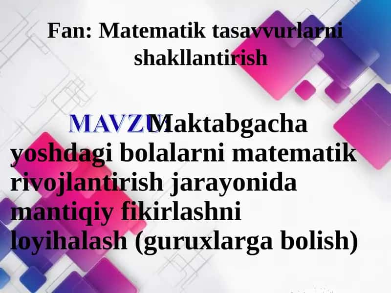 Fan:Matematiktasavvurlarnishakllantirish