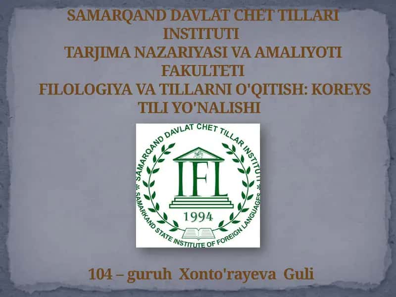 Filologiya va tillarni o'qitish: Koreys tili yo'nalishi