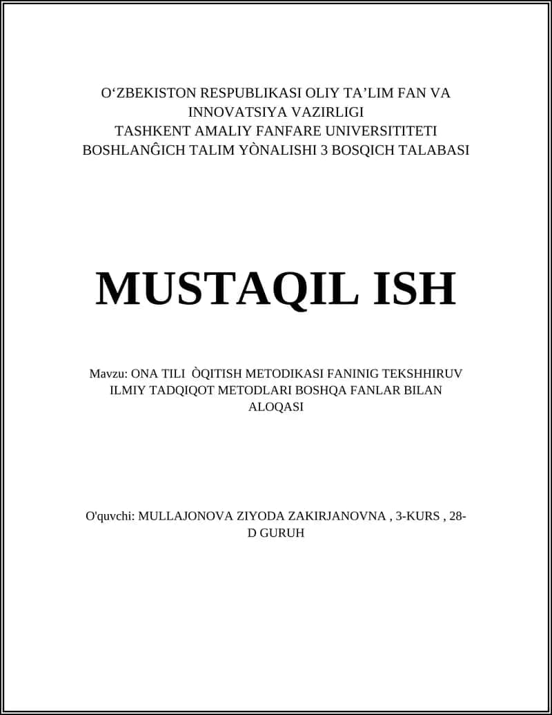 Ona tili òqitish metodikasi